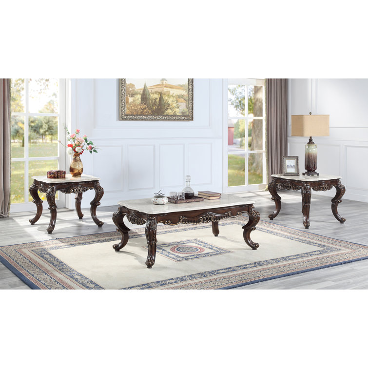 AndrewHomeStudio Forancis 3 Piece Marble Top Living Room Table Set